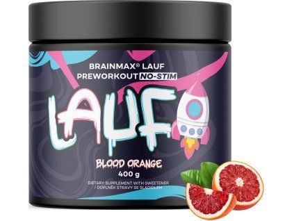 BrainMax LAUF® Preworkout, без кофеин, червен портокал, 400 гр