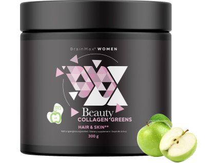 BrainMax Women Beauty Collagen Greens, Зелена ябълка, 300 г